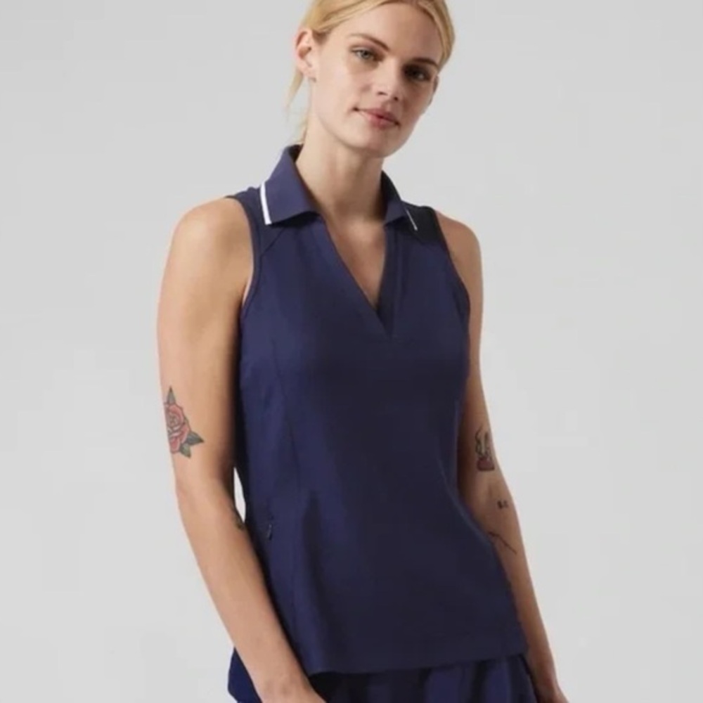 Athleta Every Day Polo Ultra=Lightweight Tank Top Size Small Navy Blue